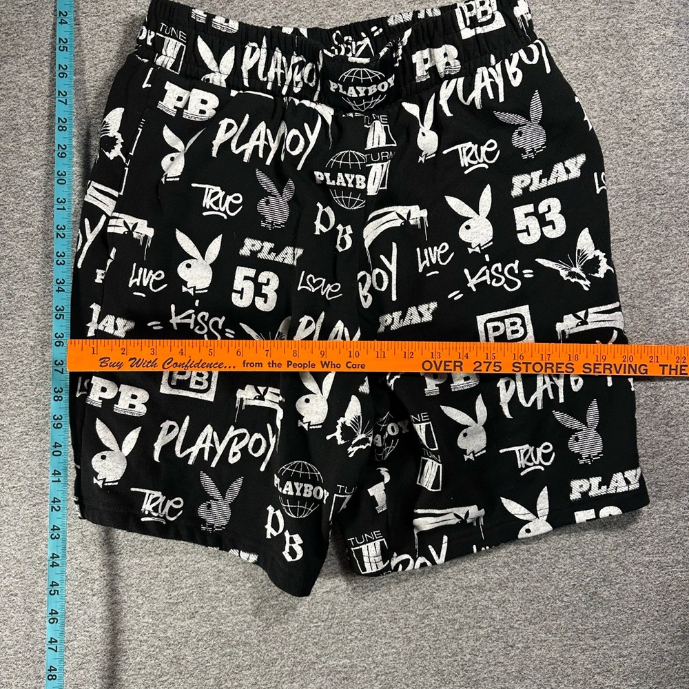 PLAYBOY Black and White Graphic Shorts